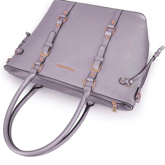 Purple 3PCS Purses for Women Tote Purse and Wallet Set Shoulder Bags set - Picture 2 of 5